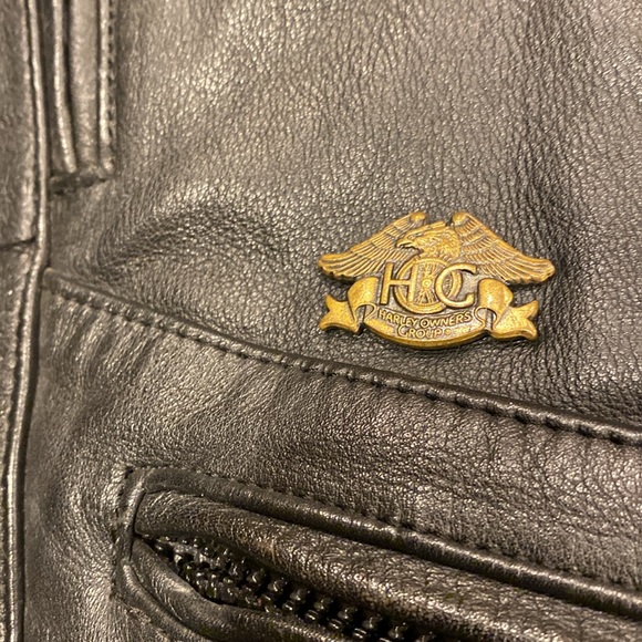 Harley-Davidson Vintage Leather Motorcycle Riding Jacket 32/4 With HOG Pin - Picture 8 of 17